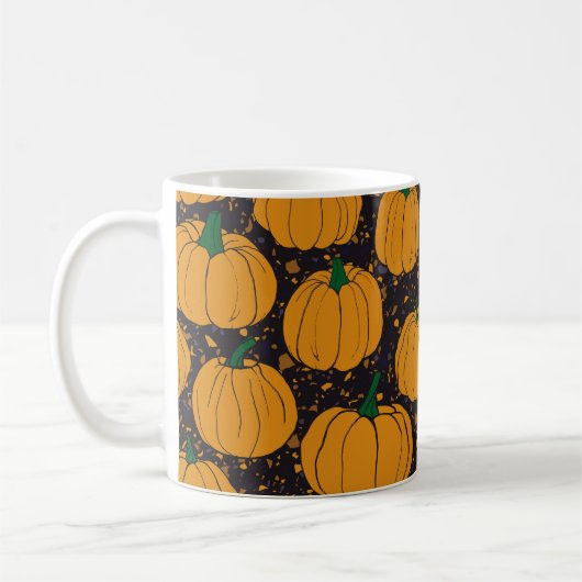 Terrazzo Kürbis, Herbst Vintage Muster. Kaffeetasse (Links)