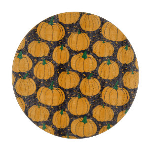 Terrazzo Kürbis, Herbst Vintage Muster. Schneidebrett