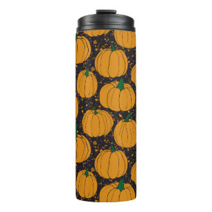 Terrazzo Kürbis, Herbst Vintage Muster. Thermosbecher