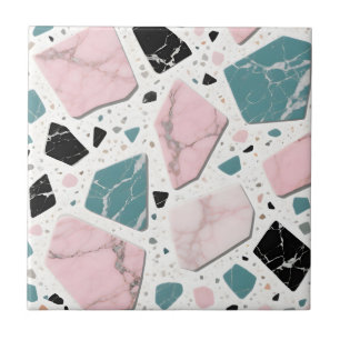 Terrazzo Marmor Pastellrosa Türkis Modern Fliese