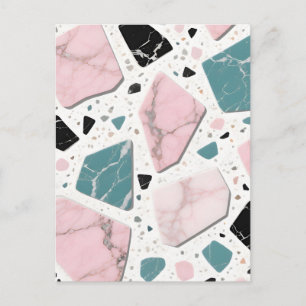 Terrazzo Marmor Pastellrosa Türkis Modern Postkarte