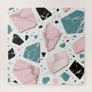 Terrazzo Marmor Pastellrosa Türkis Modern Puzzle