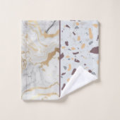 Terrazzo-Marmormuster mit goldfarbenen, benutzerde Badhandtuch Set (Waschlappen)