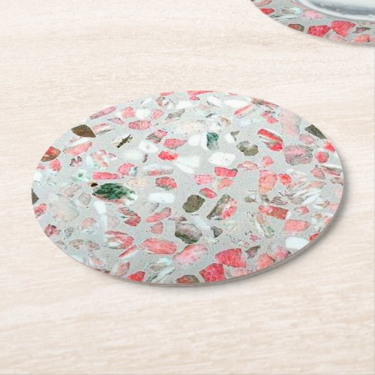 Terrazzo-Marmorstein Runder Pappuntersetzer (Angewinkelt)