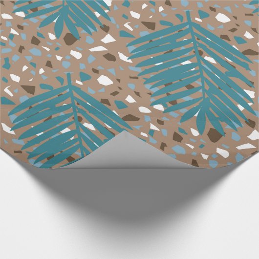 Terrazzo mit Palm Blätter, Strand, direkt am Meer, Geschenkpapier (Ecke)