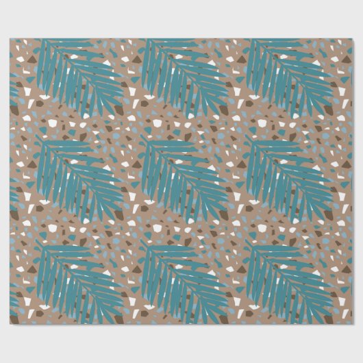 Terrazzo mit Palm Blätter, Strand, direkt am Meer, Geschenkpapier (Flach)