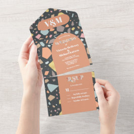 Terrazzo Modern Arch Wedding alle in einer Einladu All In One Einladung