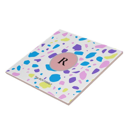 TERRAZZO MONOGRAM FAMILIENNAME CUSTOM Keramik Tile Fliese (Seite)