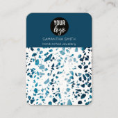 Terrazzo Mosaic Blue Necklace Display Card Visitenkarte (Vorderseite)
