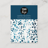 Terrazzo Mosaic Blue Necklace Display Card Visitenkarte (Vorderseite)