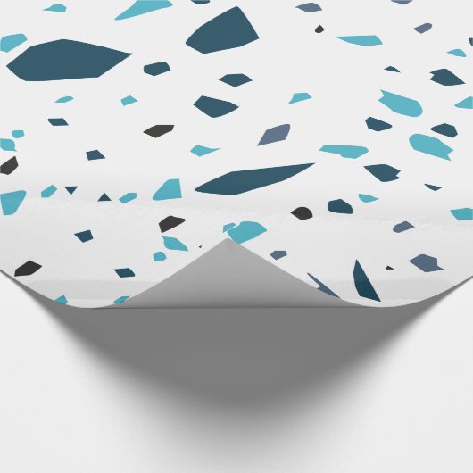 Terrazzo-Mosaik-Blau Geschenkpapier (Ecke)