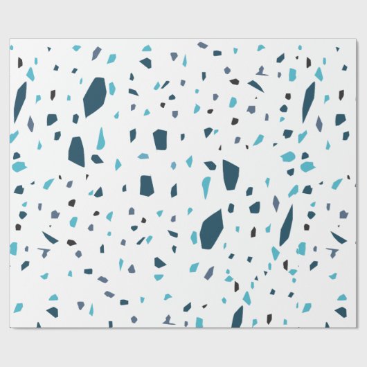Terrazzo-Mosaik-Blau Geschenkpapier (Flach)