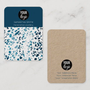 Terrazzo-Mosaik-Blau-Ohrstecker-Displaykarte Visitenkarte
