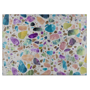 Terrazzo - Mosaik - Edelsteine und Gold Schneidebrett