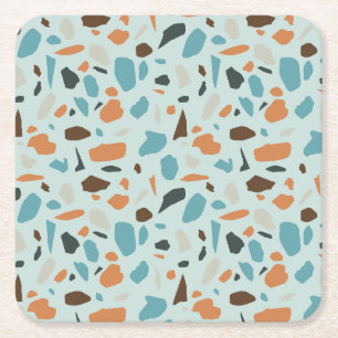 Terrazzo-Muster Blau Rechteckiger Pappuntersetzer