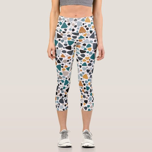 Terrazzo Muster Capri Leggings (Vorderseite)