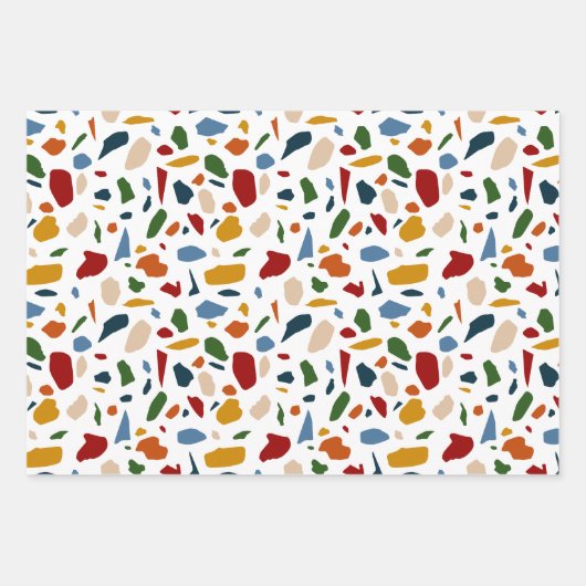Terrazzo Muster farbenfroh Geschenkpapier Set (Vorderseite)
