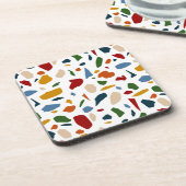 Terrazzo Muster farbenfroh Getränkeuntersetzer (Linke Seite)