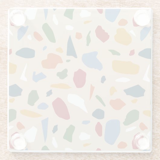 Terrazzo Muster farbenfroh Glasuntersetzer (Rückseite)