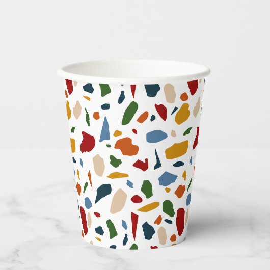 Terrazzo Muster farbenfroh Pappbecher (Vorderseite)