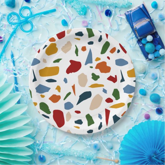 Terrazzo Muster farbenfroh Pappteller (Party)