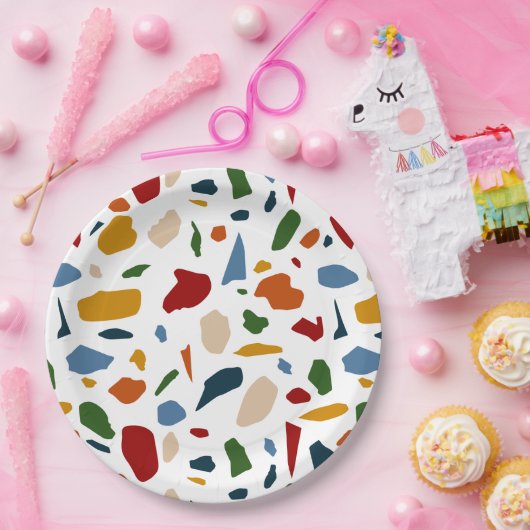 Terrazzo Muster farbenfroh Pappteller (Party)