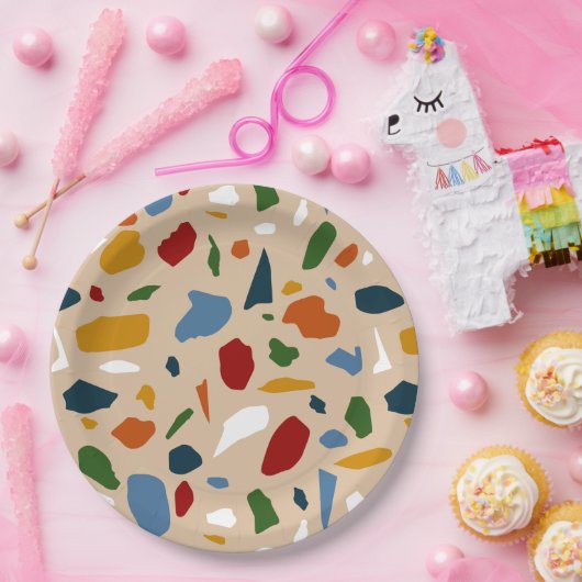 Terrazzo Muster farbenfroh Pappteller (Party)