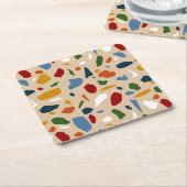 Terrazzo Muster farbenfroh Rechteckiger Pappuntersetzer (angewinkelt)