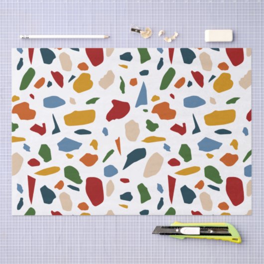 Terrazzo Muster farbenfroh Seidenpapier (Handwerk)