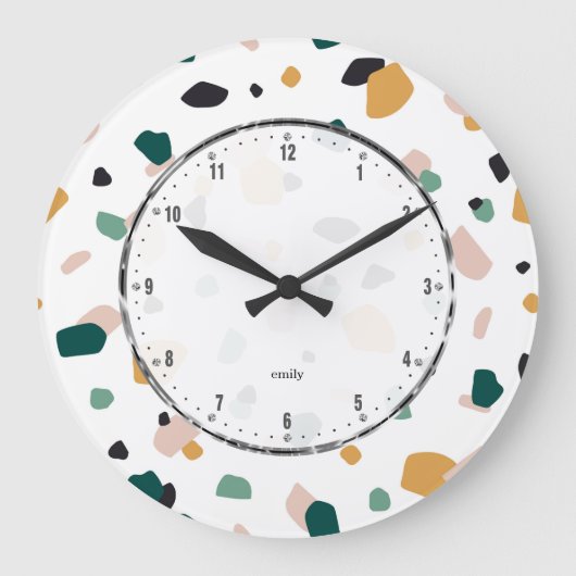 Terrazzo-Muster Große Wanduhr (Vorderseite)