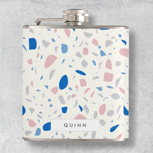 Terrazzo Muster neutrales natürliches Elegant Flachmann