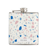 Terrazzo Muster neutrales natürliches Elegant Flachmann (Vorderseite)