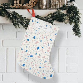 Terrazzo Muster neutrales natürliches Elegant Kleiner Weihnachtsstrumpf
