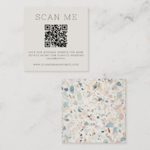 Terrazzo Muster Pastel QR Code Online Hochzeit Begleitkarte