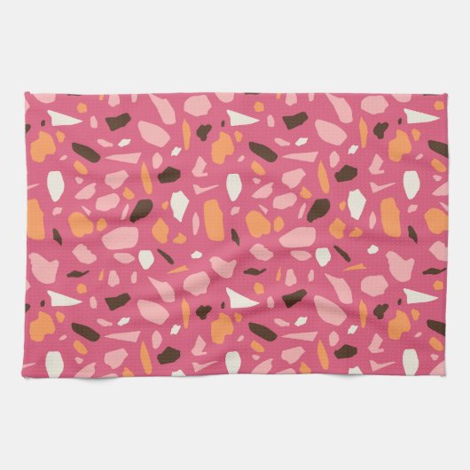 Terrazzo Muster Pink Geschirrtuch (Horizontal)
