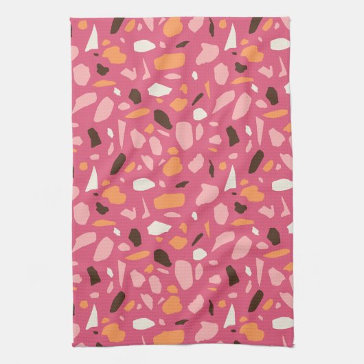 Terrazzo Muster Pink Geschirrtuch (Vertikal)