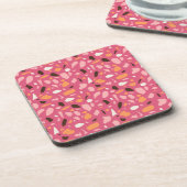 Terrazzo Muster Pink Getränkeuntersetzer (Linke Seite)