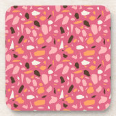 Terrazzo Muster Pink Getränkeuntersetzer (Vorderseite)
