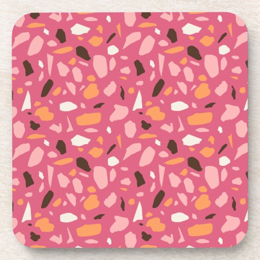 Terrazzo Muster Pink Getränkeuntersetzer (Vorderseite)