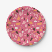 Terrazzo Muster Pink Pappteller (Vorderseite)
