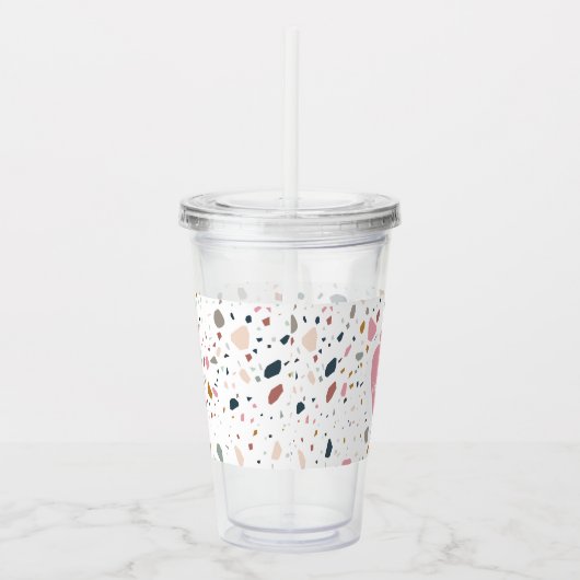 Terrazzo Muster rosa Apfellehrer Acryltrinkbecher (Rechts)