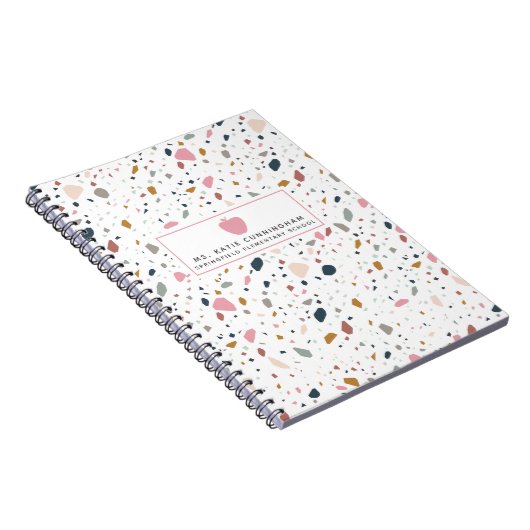 Terrazzo Muster rosa Apfellehrer Notizblock (Rechte Seite)