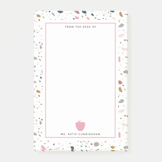 Terrazzo Muster rosa Apfellehrer Post-it Klebezettel (Vorderseite)