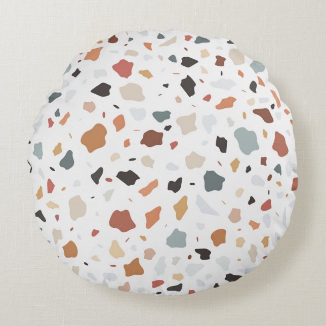 Terrazzo Muster Rundes Kissen (Vorderseite)