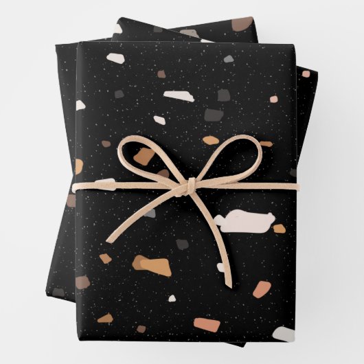 Terrazzo-Muster schwarz Geschenkpapier Set (Beispiel)