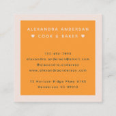 Terrazzo Orange Blush Modern Granite Muster Name Quadratische Visitenkarte (Rückseite)