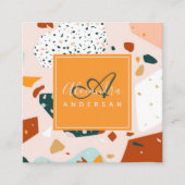 Terrazzo Orange Blush Modern Granite Muster Name Quadratische Visitenkarte (Vorderseite)