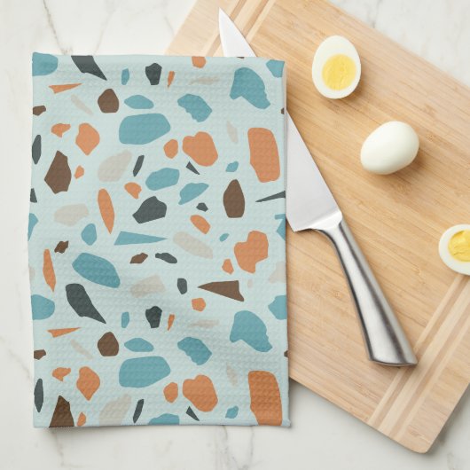 Terrazzo Pattern Blue Geschirrtuch (Viertel Falte)