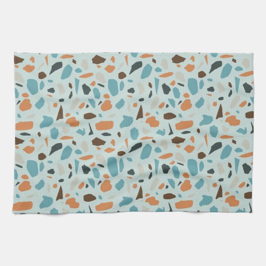 Terrazzo Pattern Blue Geschirrtuch (Horizontal)