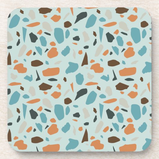 Terrazzo Pattern Blue Getränkeuntersetzer (Vorderseite)